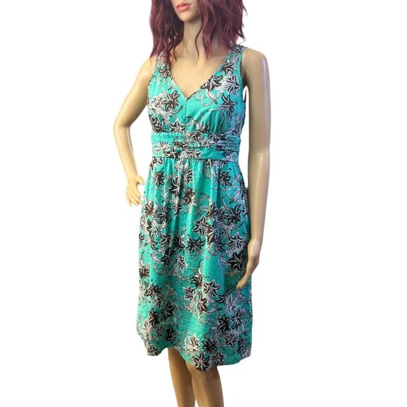 (5 for $25) Chadwick's Sleeveless V-Neck Banded Waist Floral Dress Size 4P - Picture 1 of 7